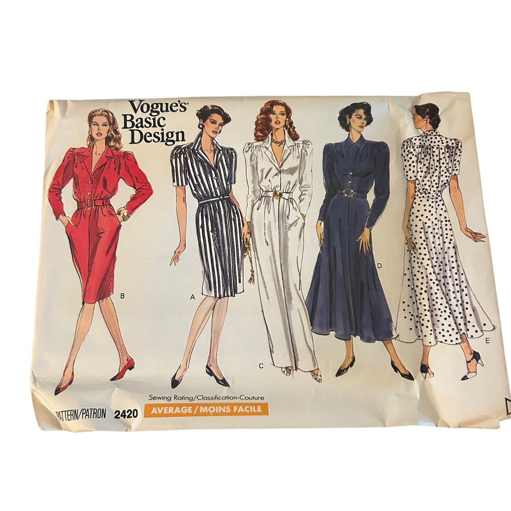 Vogue Sewing Pattern 2420 Women Size 20-22-24 Multi Dress 90s Vintage Uncut